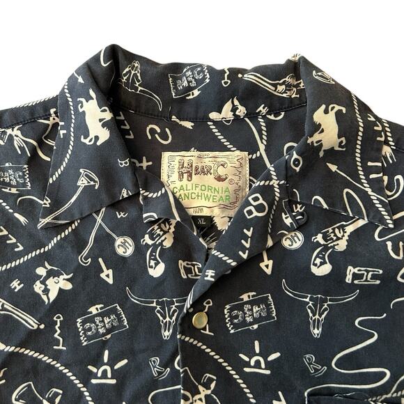 H Bar C California Ranch Men's Shirt XL Rockridge in Navy Blue Pearl‎ Snap - Picture 3 of 10